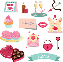 Valentine&rsquo;s Day Cute Romantic Icons Set