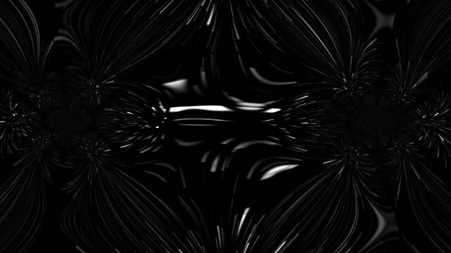 mesmerizing pattern of swirling lines Abstract fluid patterns with mirrored floral motifs Alpha channel animation organic lines and depth illusion digital art projects.