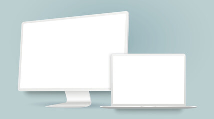 Computer display with laptop clay mockup