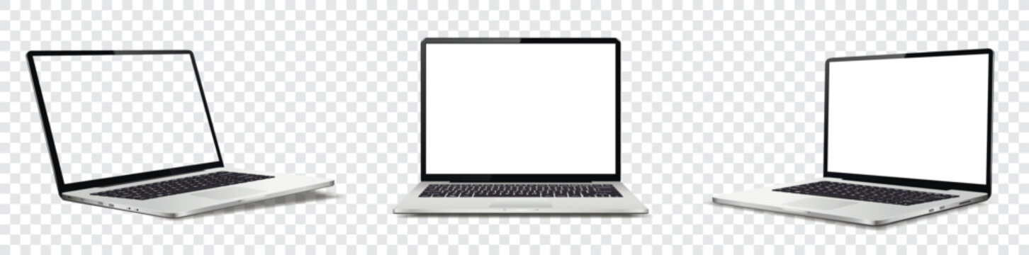 Realistic laptop mockup isolated on transparent background