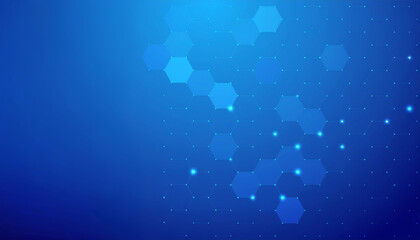 Abstract blue hexagonal honeycomb pattern with glowing connection points, creating a futuristic digital network background with depth, gradient lighting, and a modern technological feel.