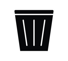 Black Trash Can Icon Symbol for Waste Management and Cleanliness Concepts