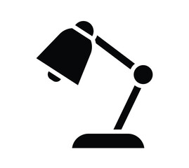 Simple Black Desk Lamp Icon with Adjustable Arm and Shade for Design Use