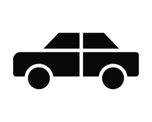 Simple Black Car Icon with Four Wheels and Distinctive Shape Design