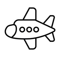 Simple Outline of a Modern Airplane in Minimalist Style for Design Purposes