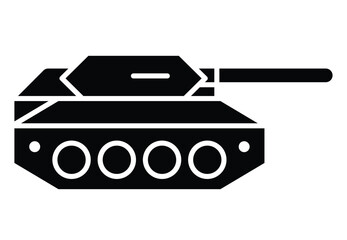 Black and White Icon of a Military Tank for Graphic Design Projects