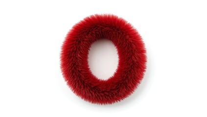 Capital letter O. Uppercase. Red fluffy and furry font