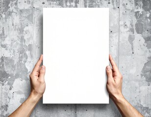 Hands presenting a blank canvas, a clean concept for your creative display