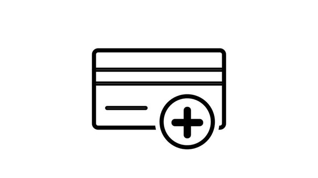 Credit card motion icon. Credit card icon with a plus sign for adding a new payment method or banking.