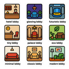 Diverse lobby designs: from futuristic to minimalist and eco-friendly styles