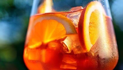 Summer Citrus Cold Alcohol Drink Aperol Spritz Close Up