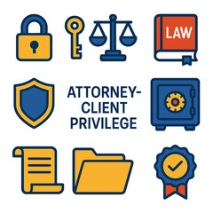 Legal symbols and attorney client privilege conceptual illustration
