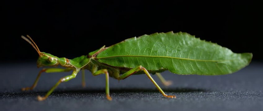 A leaf insect blends seamlessly into its leafy environment.