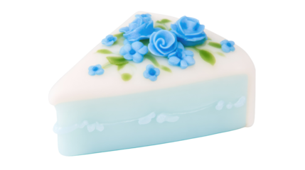Decorative Cake Slice with Blue Flowers