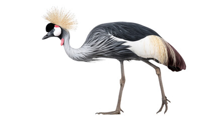 Fototapeta premium Grey crowned crane on transparent background
