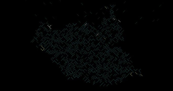 Sliding Linear Graphics Constructing South Sudan Map Shape