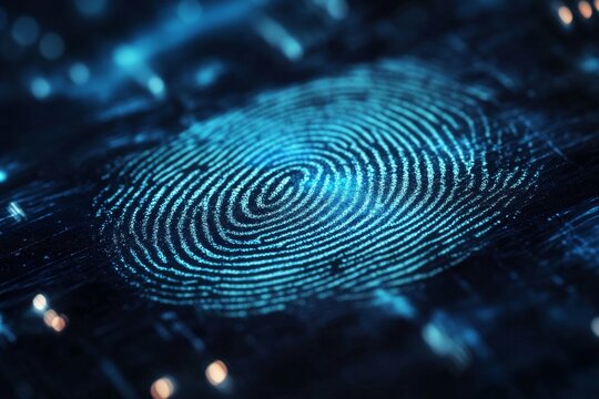 Close up of fingerprint showing biometric security in digital technology for identification and access control systems in modern devices - Powered by Adobe