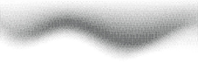 Halftone wavy pattern on white background. Vector dotted texture for retro pop art design with copy space