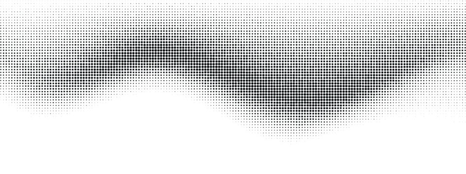 Halftone wavy pattern on white background. Vector dotted texture for retro pop art design with copy space