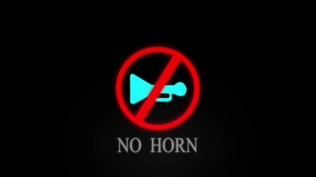 Illustration of a traffic sign icon - no horns to be turned on, no horns to sound