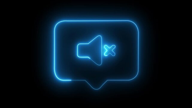 Simple message or chat icon animation. message icon animation with inside no sound symbol with a muted speaker not allowed icon,