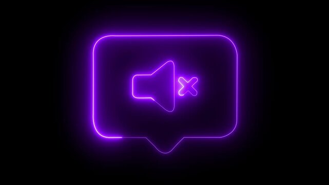 Simple message or chat icon animation. message icon animation with inside no sound symbol with a muted speaker not allowed icon 4k .