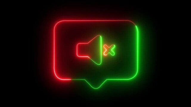 Simple message or chat icon animation. message icon animation with inside no sound symbol with a muted speaker not allowed icon,