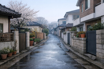 Rainy Alley in Spring