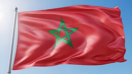 Waving flag of Morocco