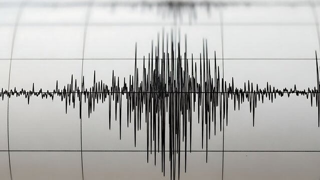 Seismogram showing earthquake wave pattern on graph.