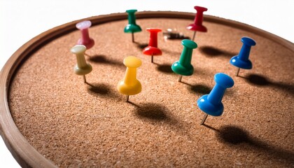 Cork Board With Colored Pins On It
