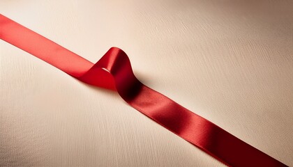 Conceptual Success Graph Still Life On Cream Colour Background One Red Tape Rolling Out From A White Canvas Background