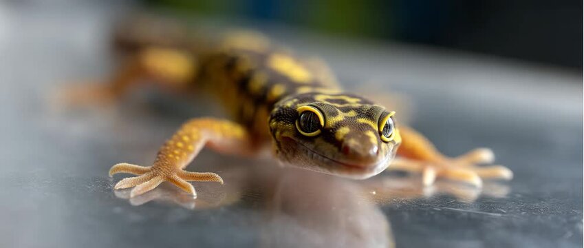 A sharp-focused leopard gecko showcasing vibrant patterns and textures.