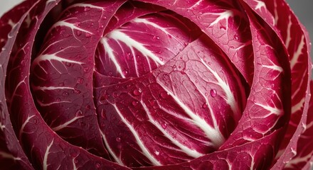 Obraz premium Close-up of a Radicchio Head with White Veins.