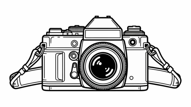 Vintage film camera line art illustration capturing classic photography.