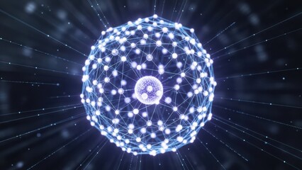 Perspective view of 3D AI neural network node icon