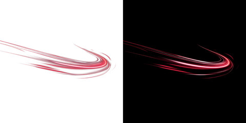 Sharp Red Neon Speed Curve Motion Effect On Transparent Background PNG © Tomash