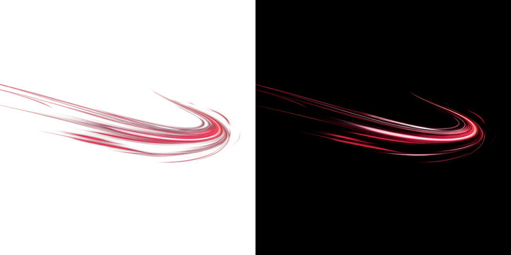 Sharp Red Neon Speed Curve Motion Effect On Transparent Background PNG
