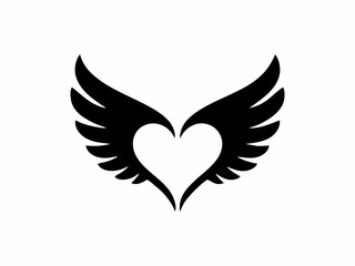 Fototapeta premium Heart with Wings Silhouette Icon Vector Illustration