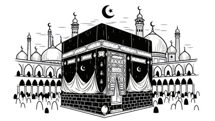 Fototapeta premium Kaaba and Grand Mosque in Mecca Saudi Arabia.