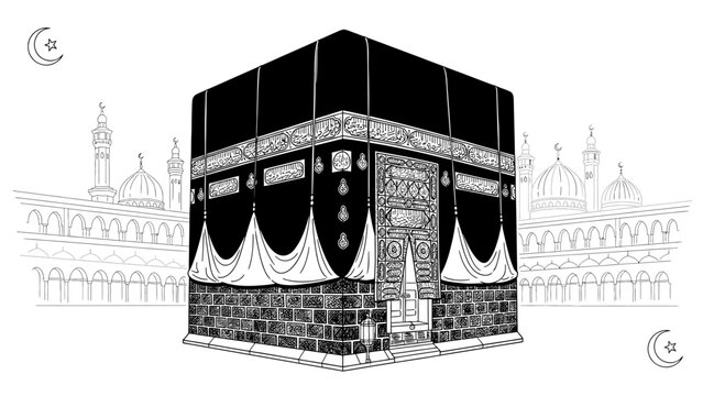 Kaaba in Mecca, Saudi Arabia, a sacred Islamic site.