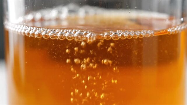 Bubbly Kombucha Beer Closeup in Glass