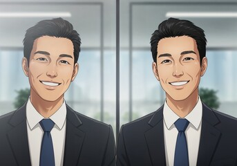 Asian Business Man: Smiling Asian business man wearing suit in the office.