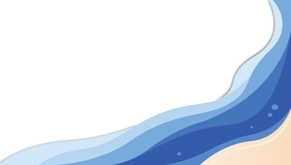 Abstract blue paper cut sea wave vector background with soft gradient and copy space