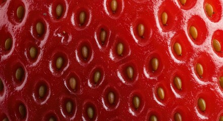 Extreme Close-up Macro Texture of a Ripe Strawberry Surface