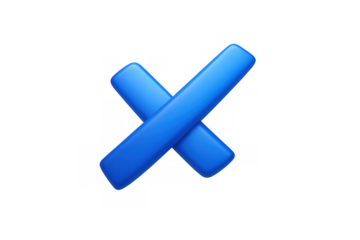Blue 3d cross mark symbolizing rejection, deletion, error, or cancellation with a transparent background