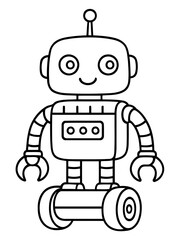 Naklejka premium Articulated Mechanical Friend: An appealing, charming robot poised on a mobile base, embodying innovation and technological progression, perfect for modern digital endeavors.