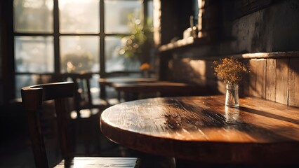 Empty caf&eacute; interior early morning-cinematic lifestyle realism