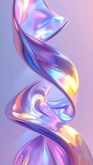 Iridescent Swirling Fabric with Rainbow Hues and Soft Lighting.