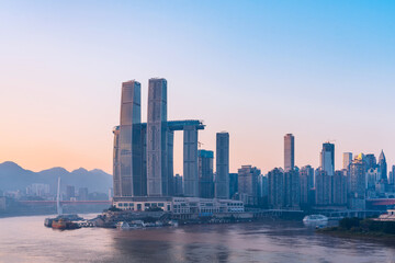 Morning view of Raffles City Plaza at Chaotianmen Wharf, Chongqing, China